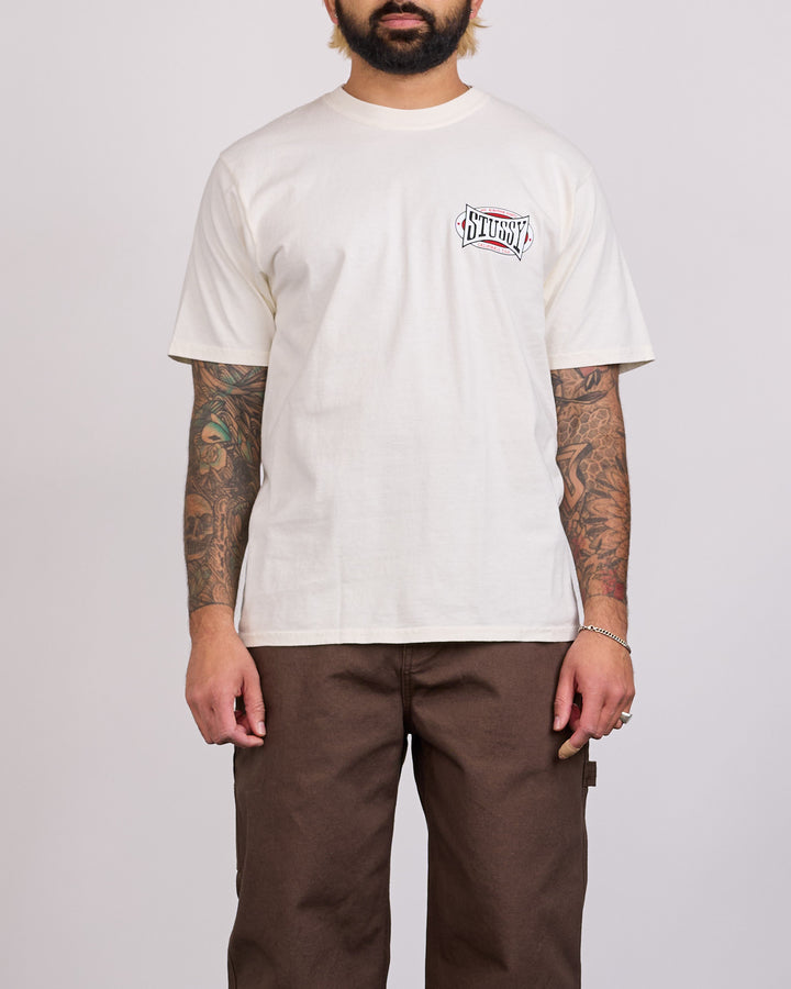 Stussy Champion Oval Pigment Dyed T-Shirt Natural