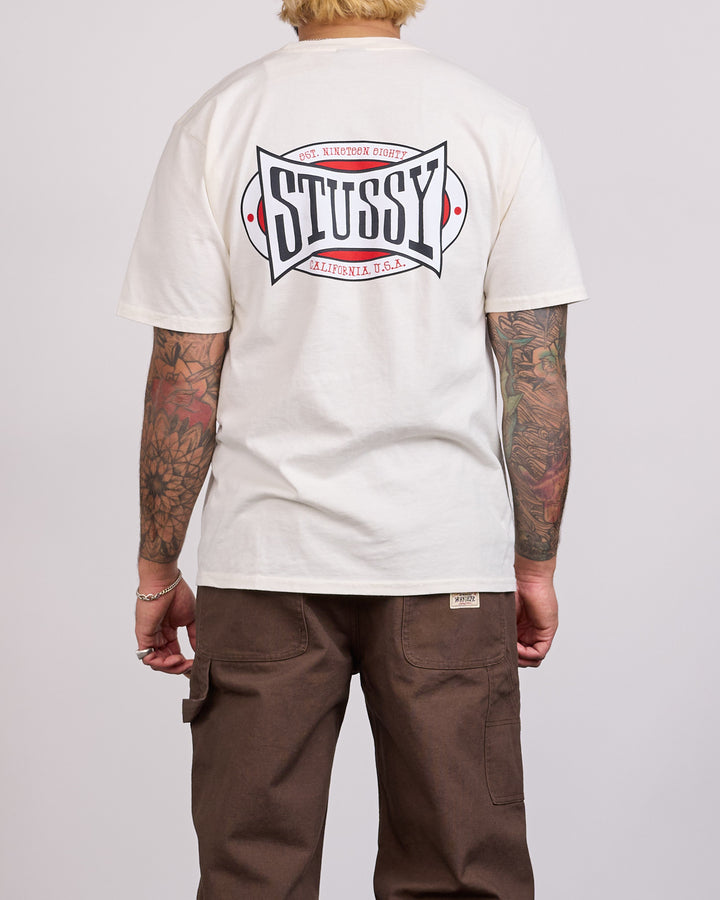 Stussy Champion Oval Pigment Dyed T-Shirt Natural