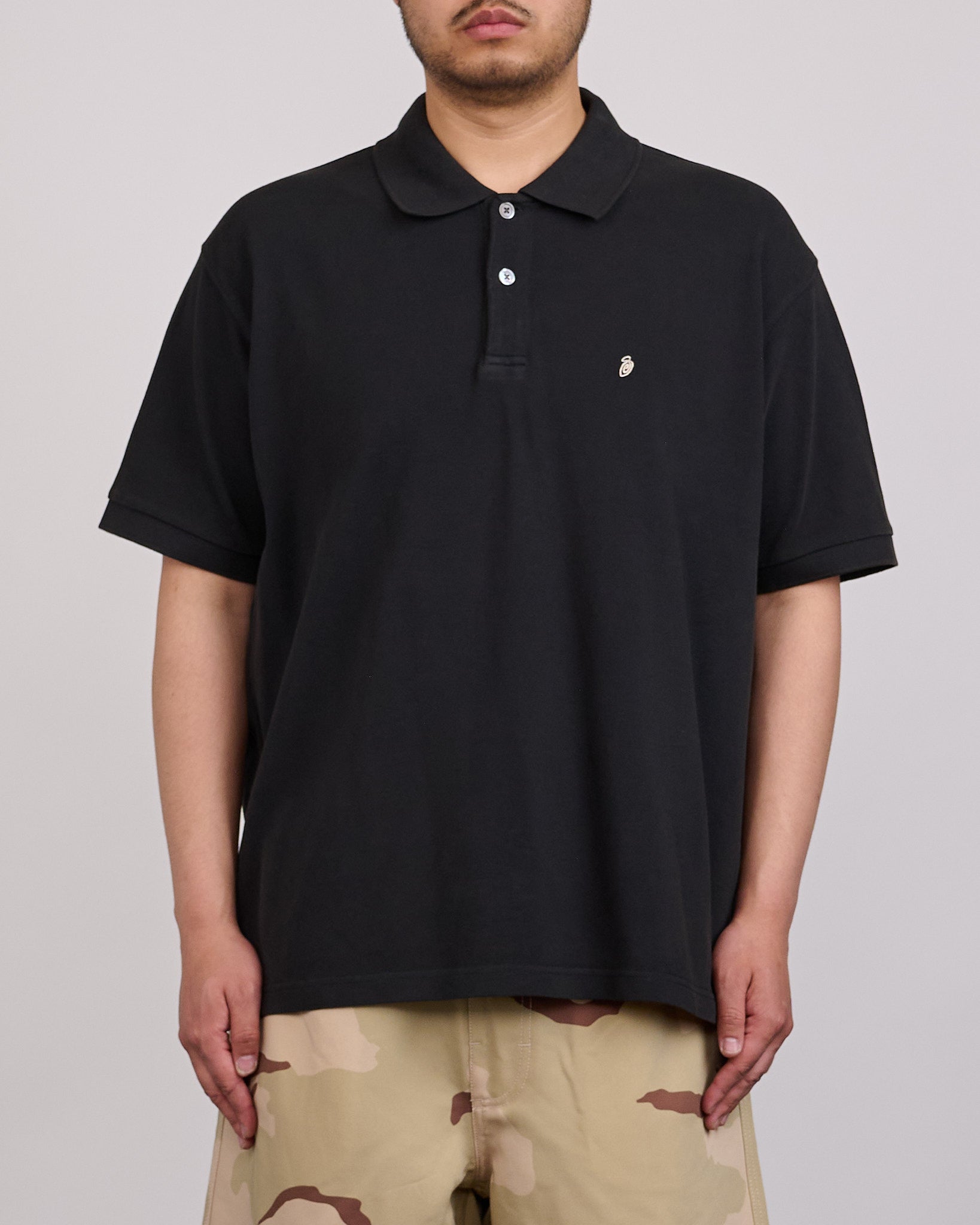Stussy Classic Pique Polo Shirt Black – LESS 17