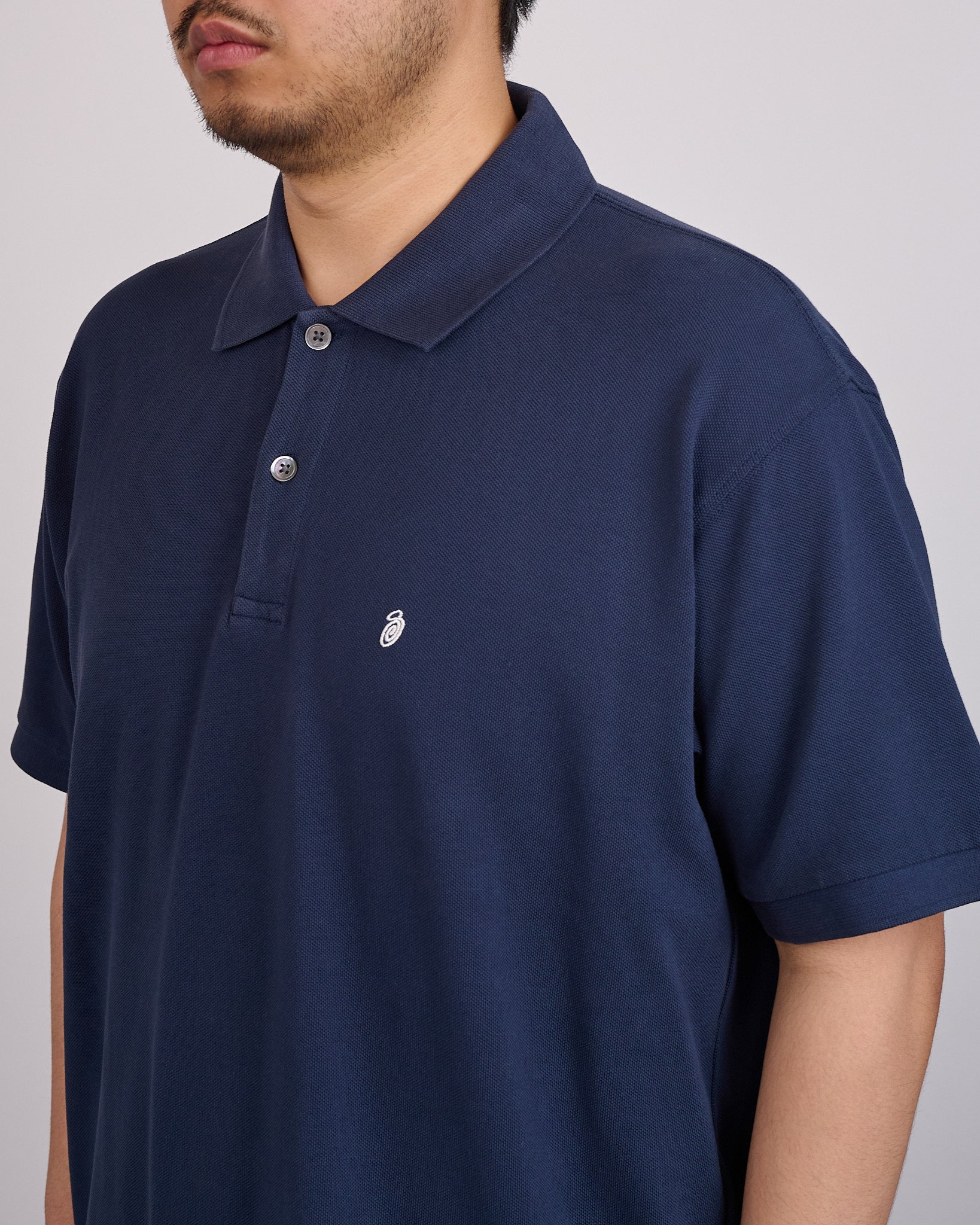 Stussy Classic Pique Polo Shirt Navy – LESS 17