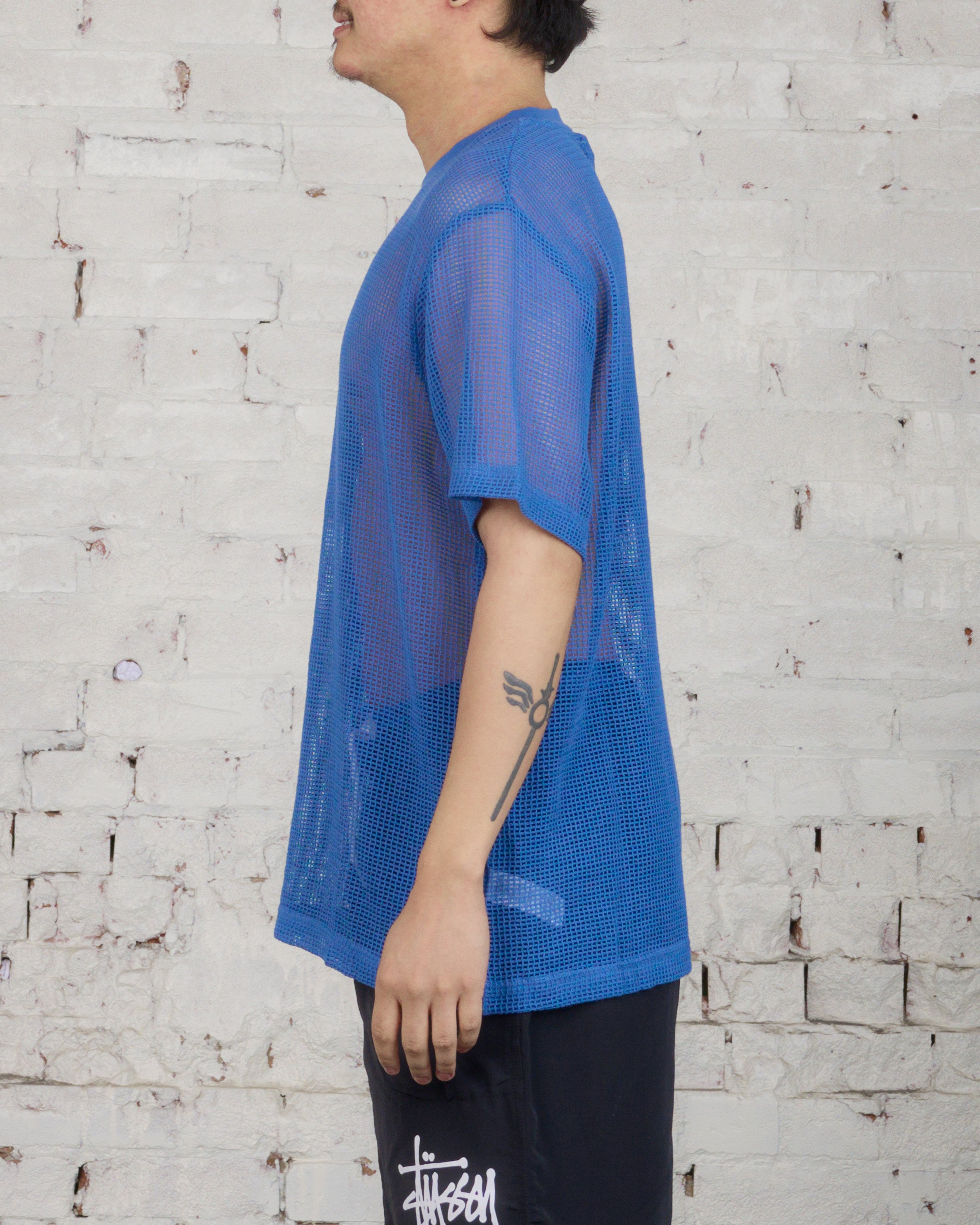 Stussy Cotton Mesh Short Sleeve Crewneck Ocean Blue