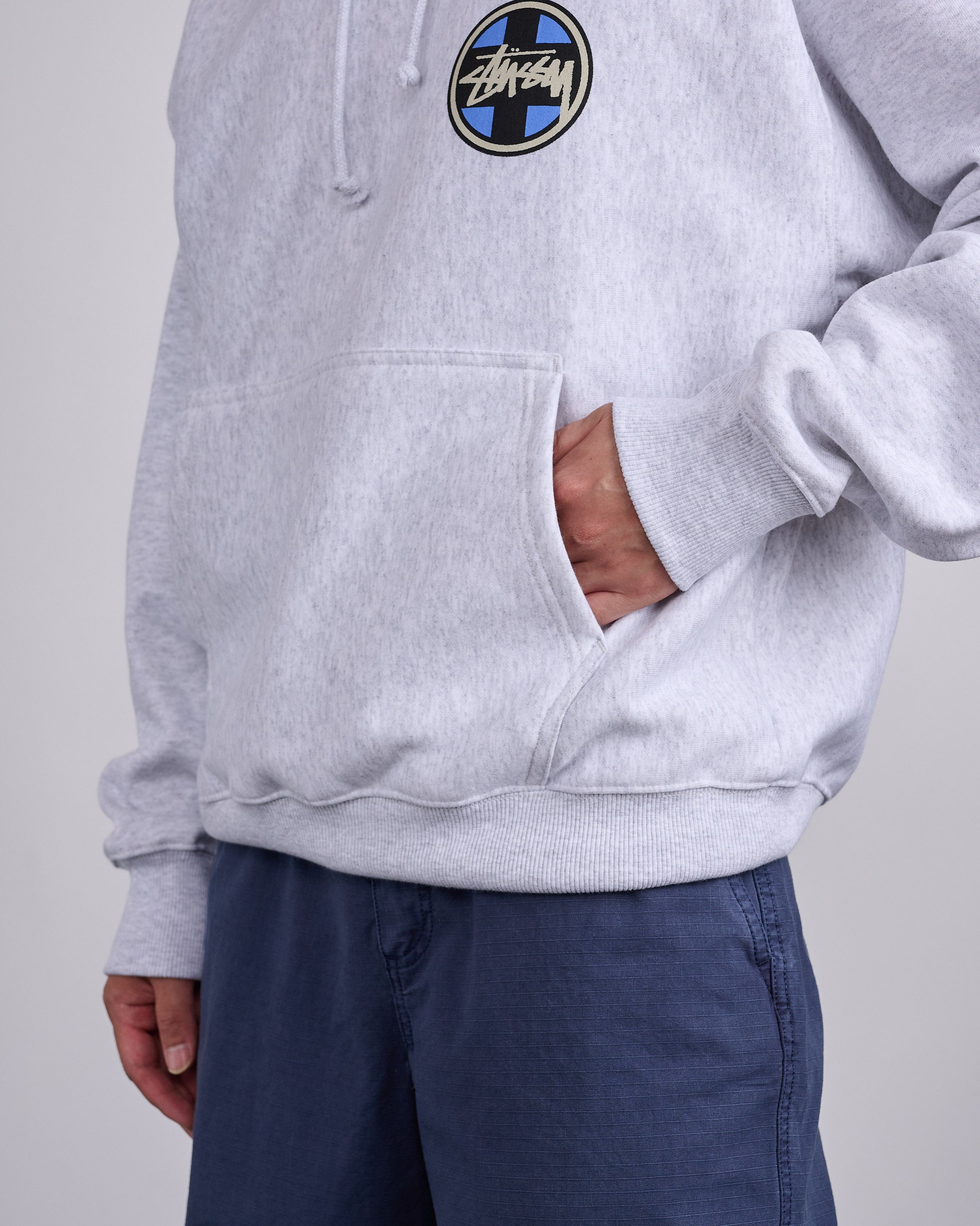 Stussy Cross Dot Hoodie Ash Heather – LESS 17