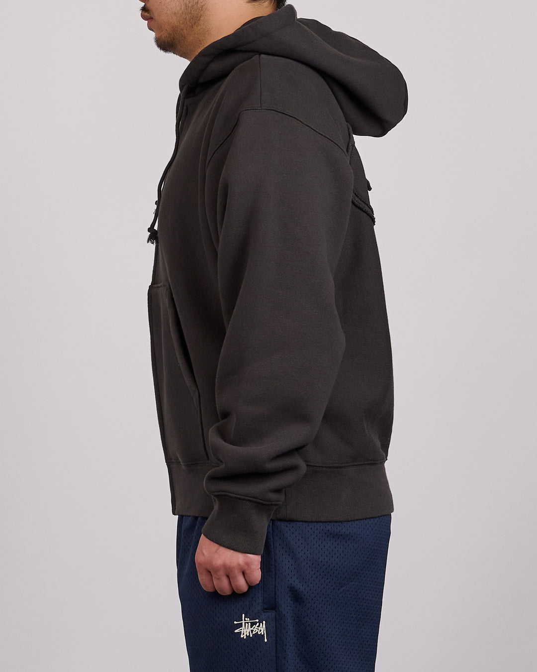 Stussy Cursive Applique Zip Hoodie Black