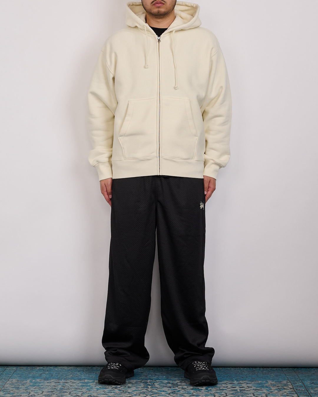 Stussy Cursive Applique Zip Hoodie Natural