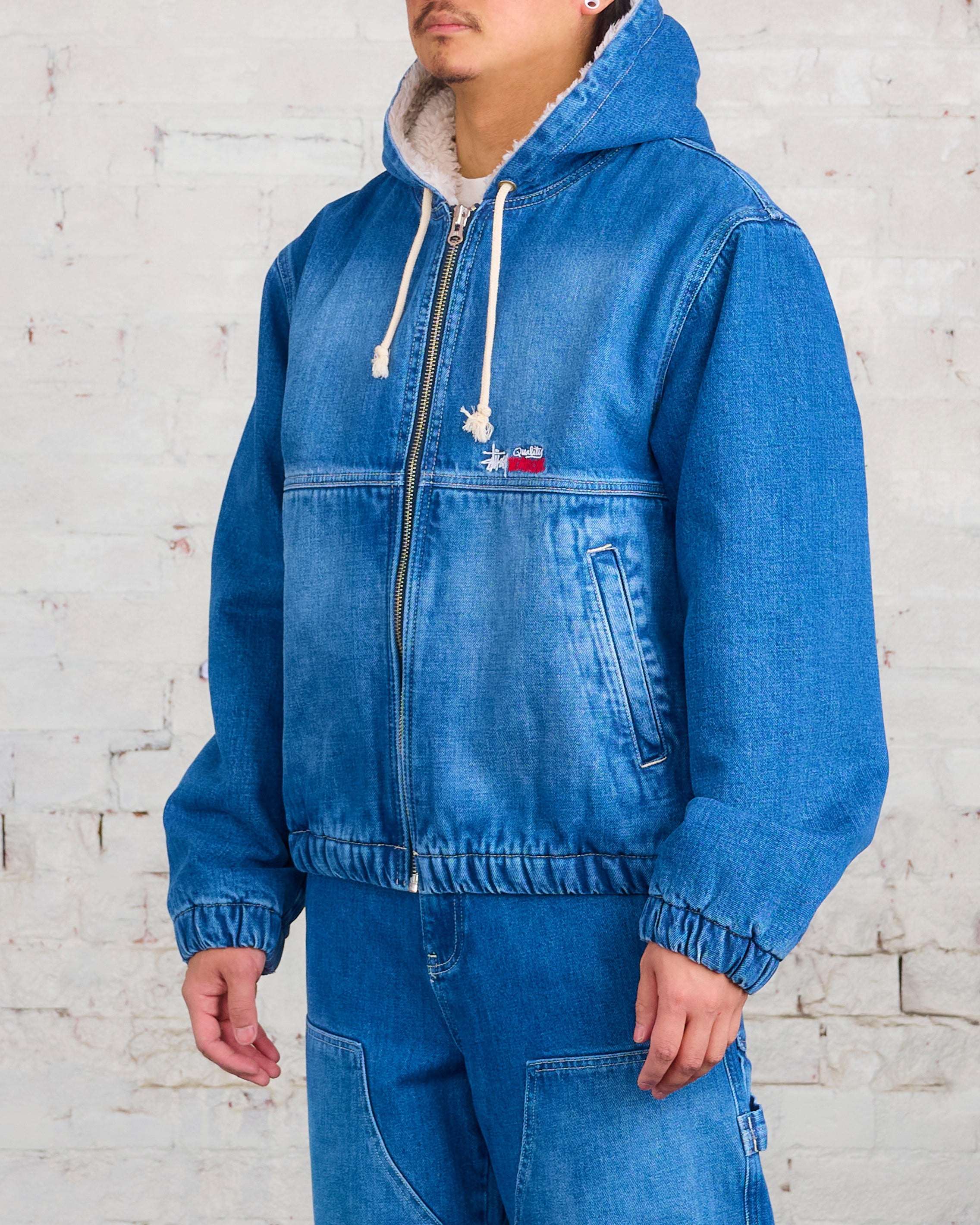 Stussy Denim Sherpa Work Jacket Washed Blue – LESS 17