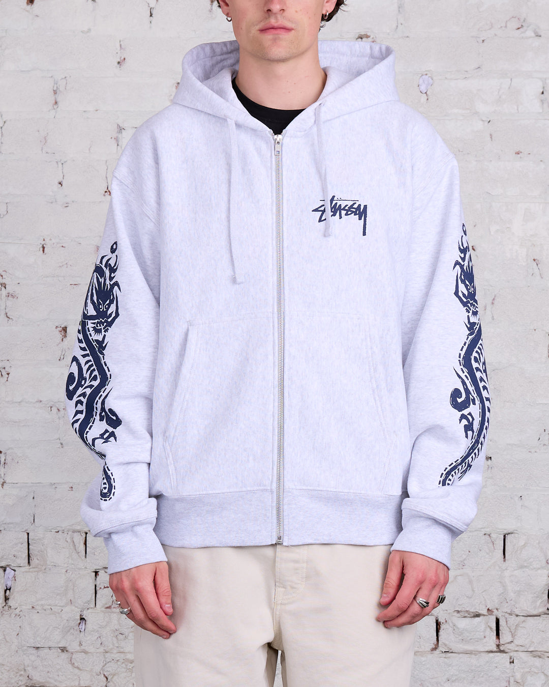 Stussy Dragons Zip Hood Ash Heather