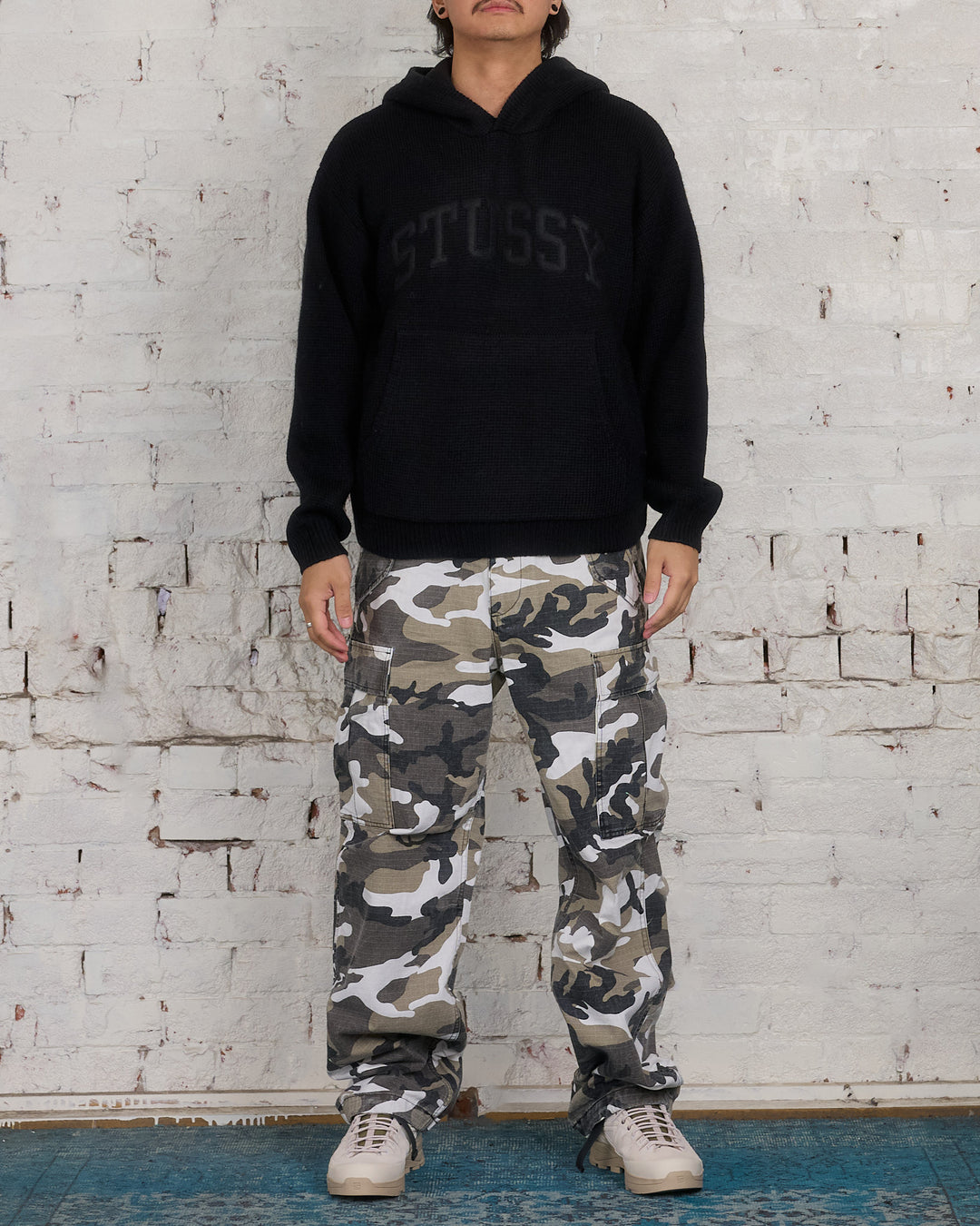 Stussy Felt Patch Knit Hoodie Black