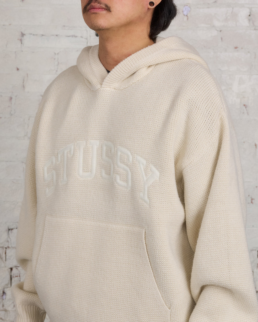 Stussy Felt Patch Knit Hoodie Natural