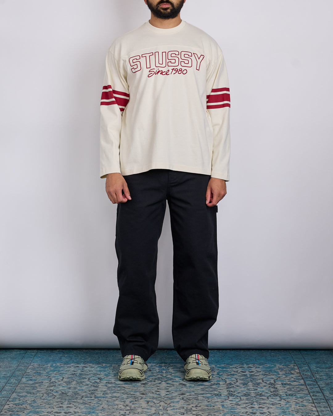 Stussy Football Crewneck Bone