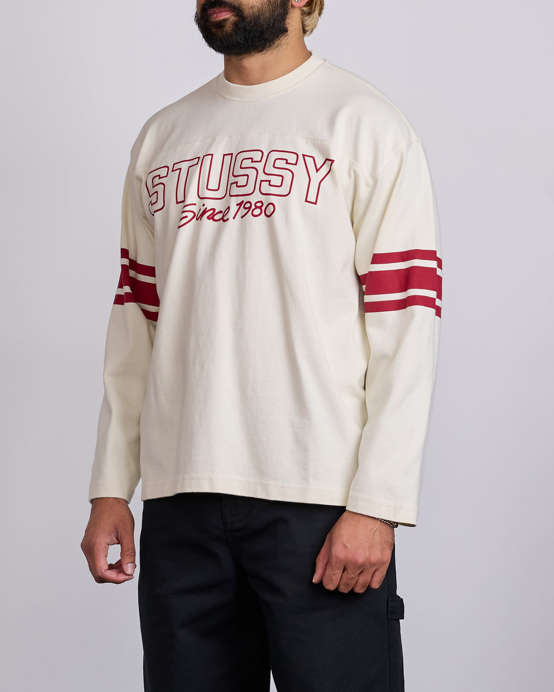 Stussy Football Crewneck Bone