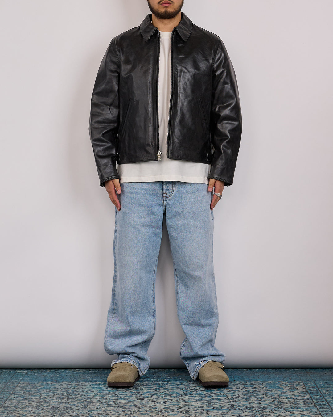 Stussy Garage Jacket Leather Black