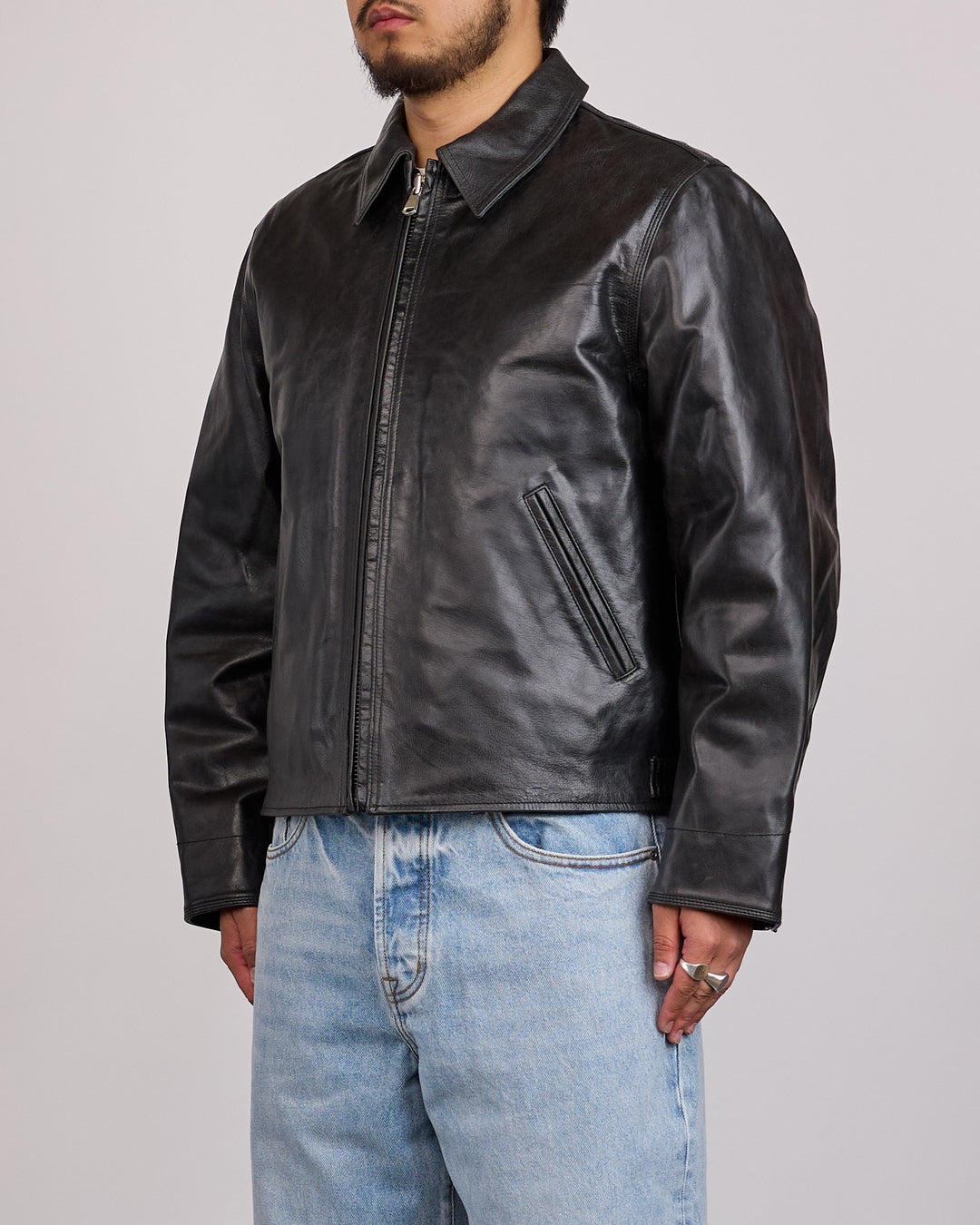 Stussy Garage Jacket Leather Black