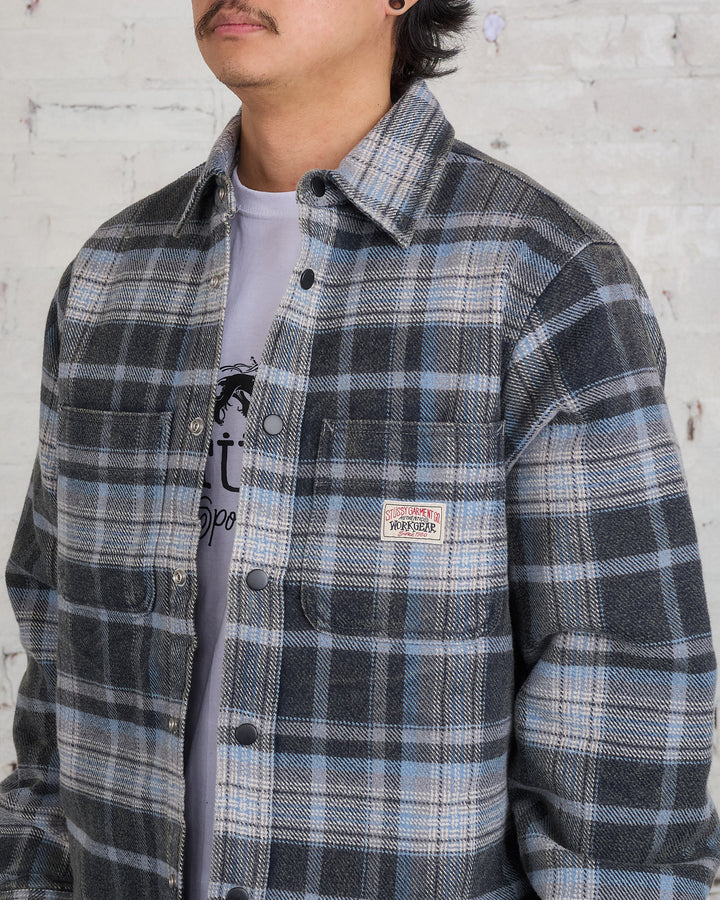 Stussy Heavy Washed Plaid Button Shirt Blue