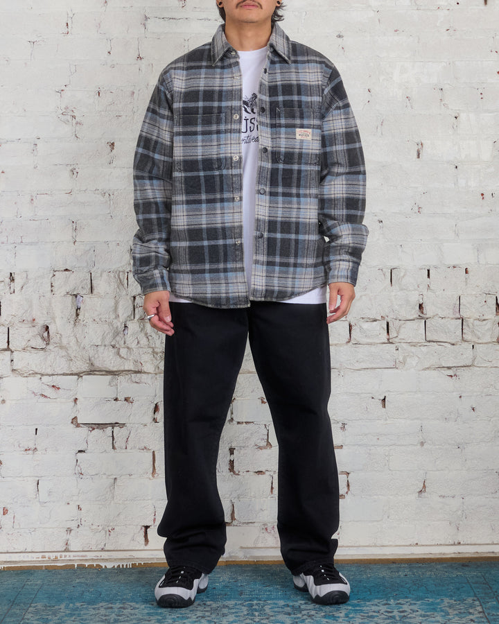 Stussy Heavy Washed Plaid Button Shirt Blue