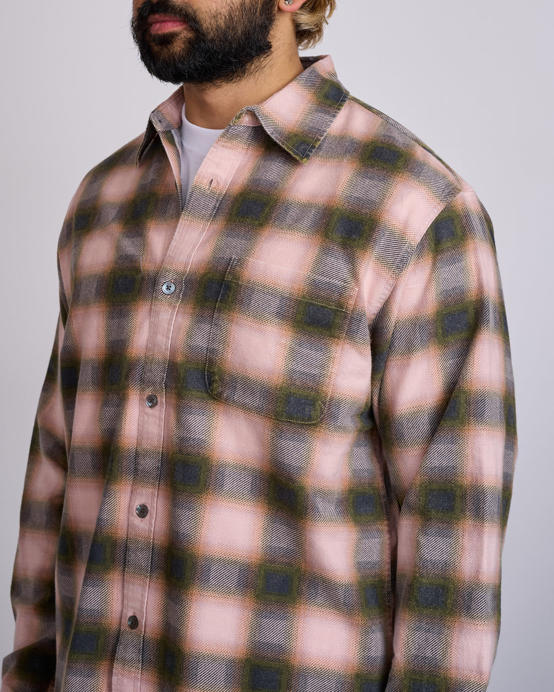 Stussy June Plaid Button Shirt Rose