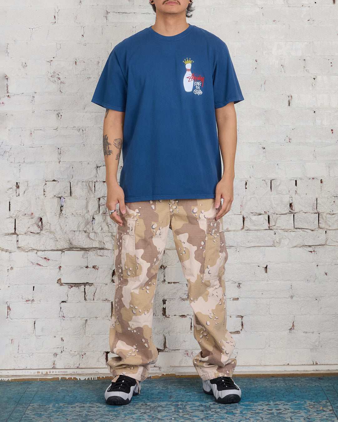 Stussy Kingpin Pigment Dyed T-Shirt Navy