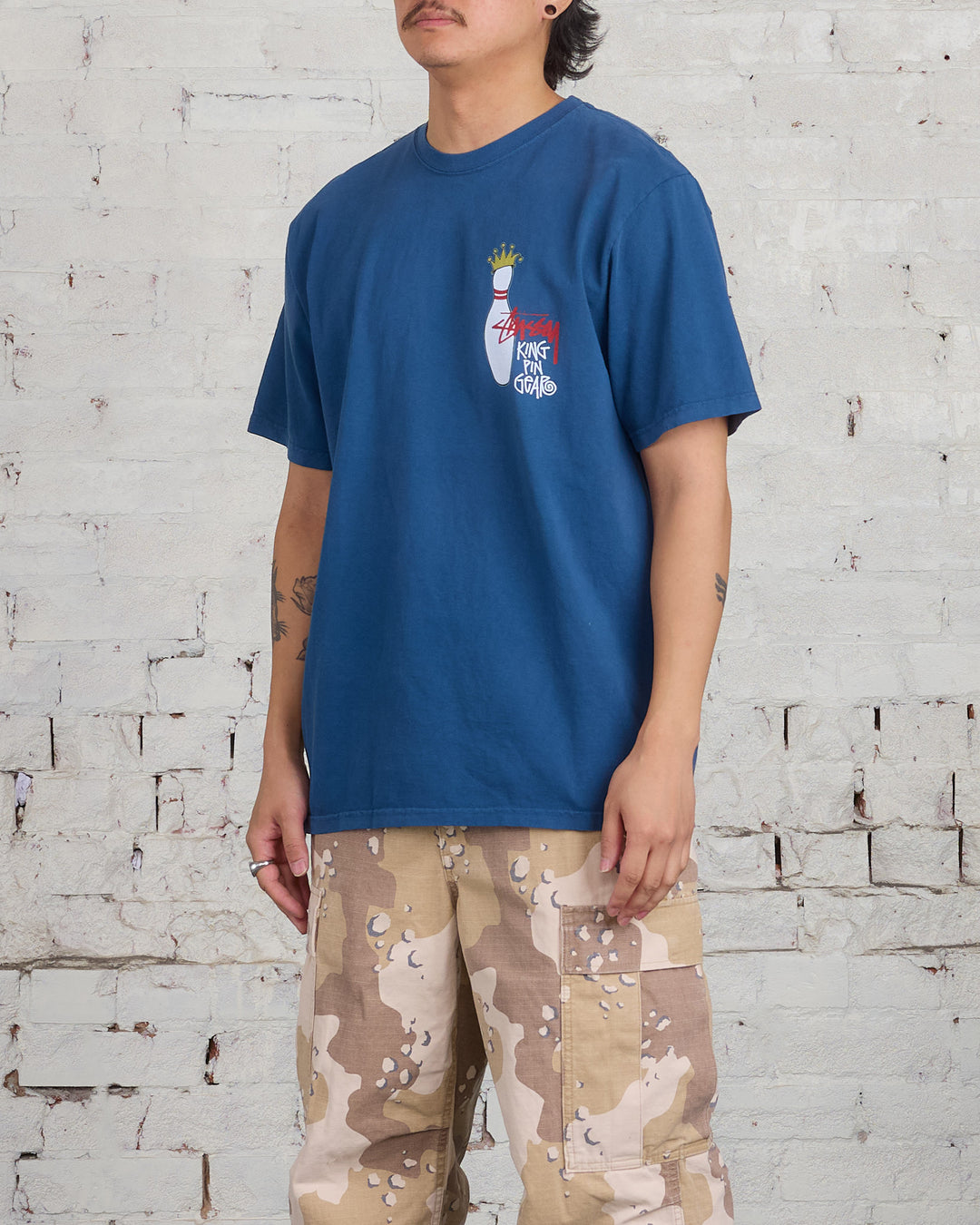 Stussy Kingpin Pigment Dyed T-Shirt Navy