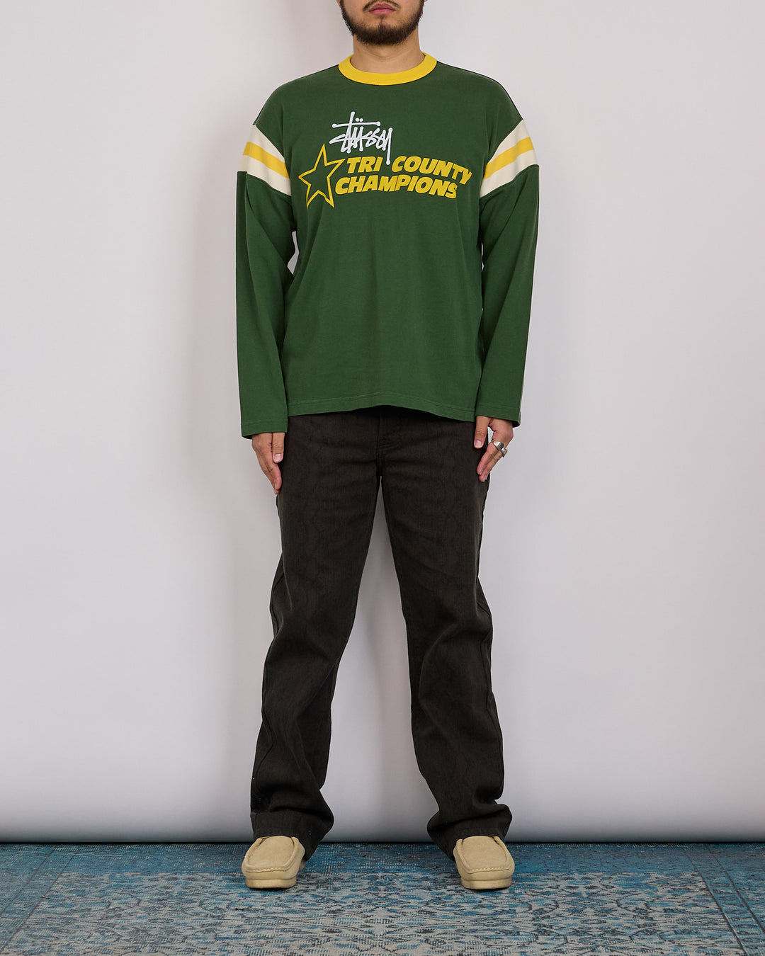 Stussy LS Ringer T-Shirt Green