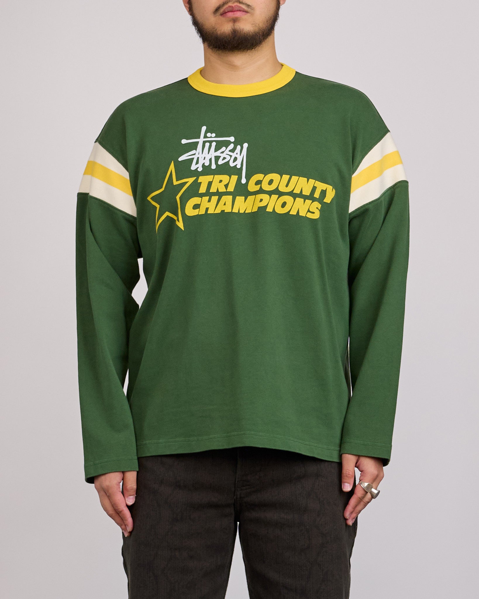 Stussy LS Ringer T-Shirt Green – LESS 17
