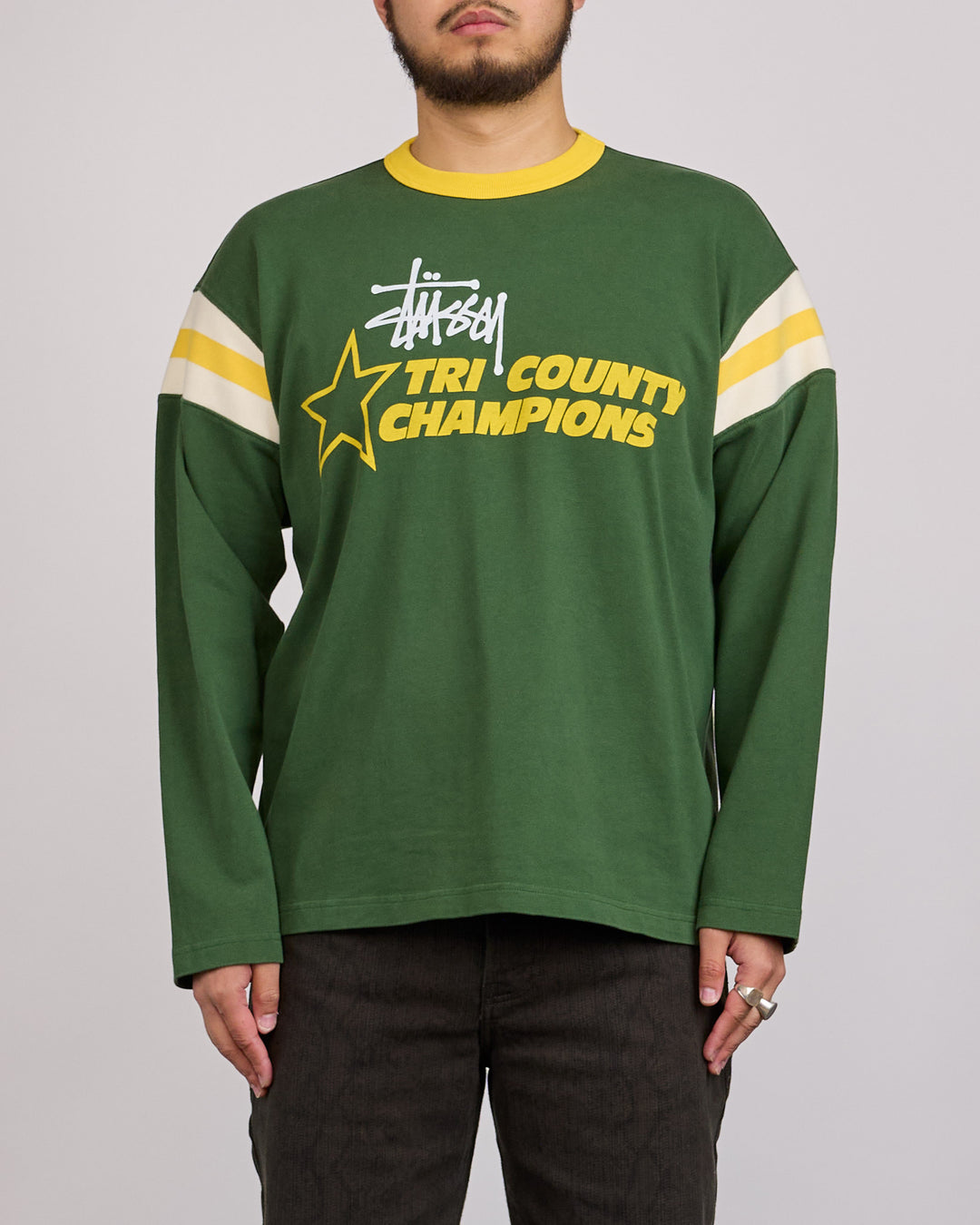 Stussy LS Ringer T-Shirt Green