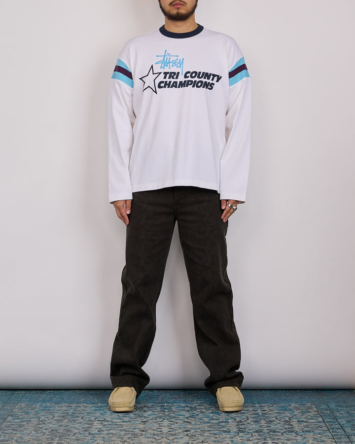 Stussy LS Ringer T-Shirt White