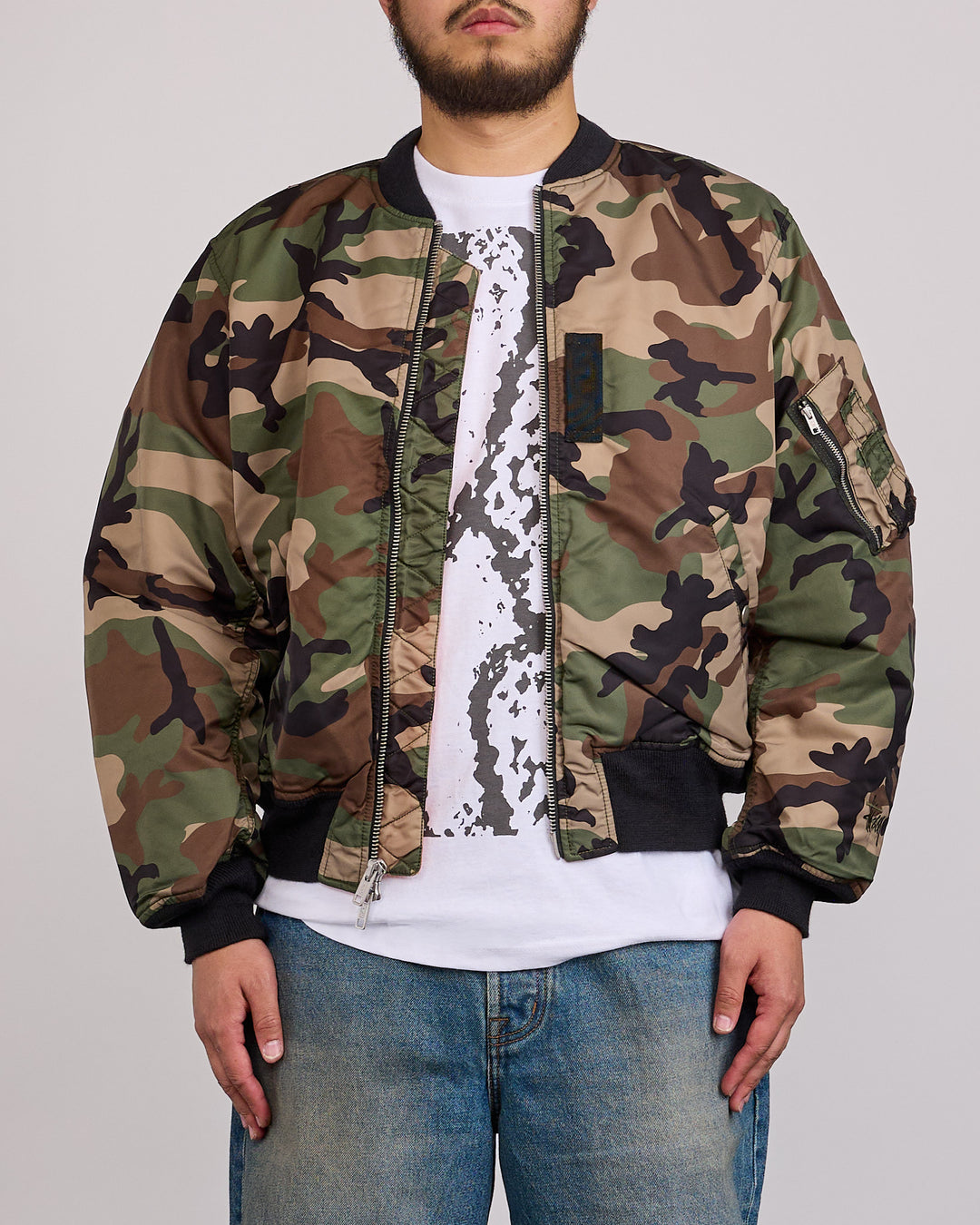 Stussy Ma-1 Bomber Jacket Woodland Camo