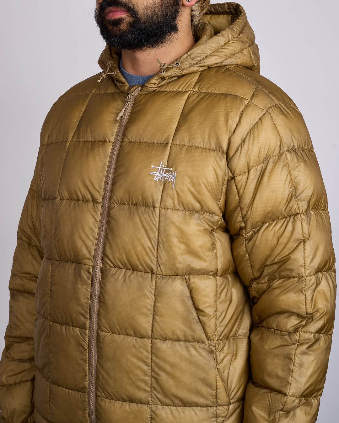 Stussy Midweight Hooded Puffer Jacket Khaki