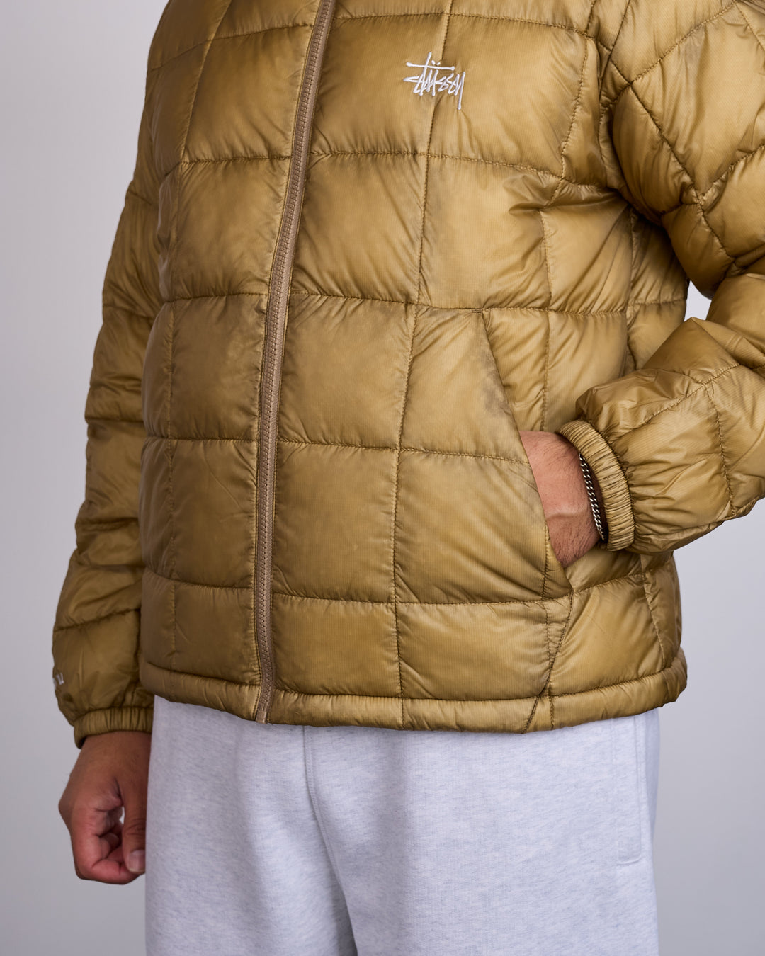 Stussy Midweight Hooded Puffer Jacket Khaki