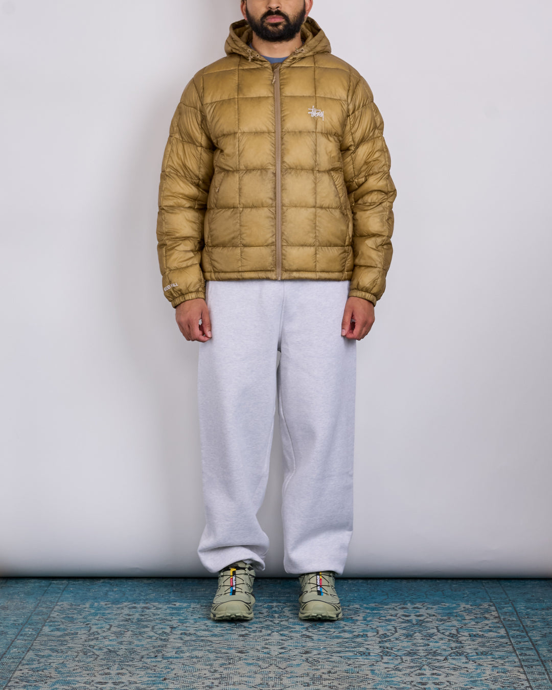 Stussy Midweight Hooded Puffer Jacket Khaki