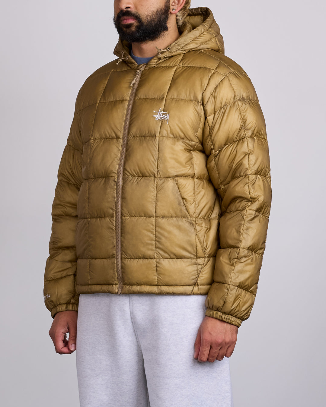 Stussy Midweight Hooded Puffer Jacket Khaki