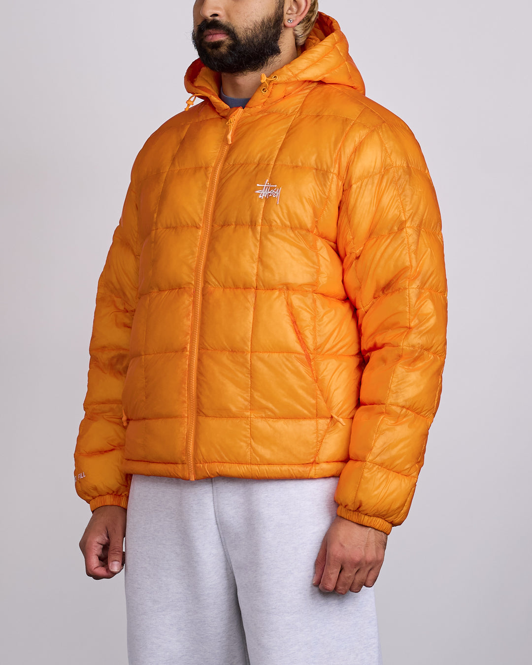 Stussy Midweight Hooded Puffer Jacket Orange