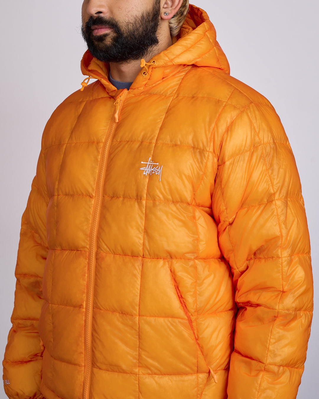 Stussy Midweight Hooded Puffer Jacket Orange