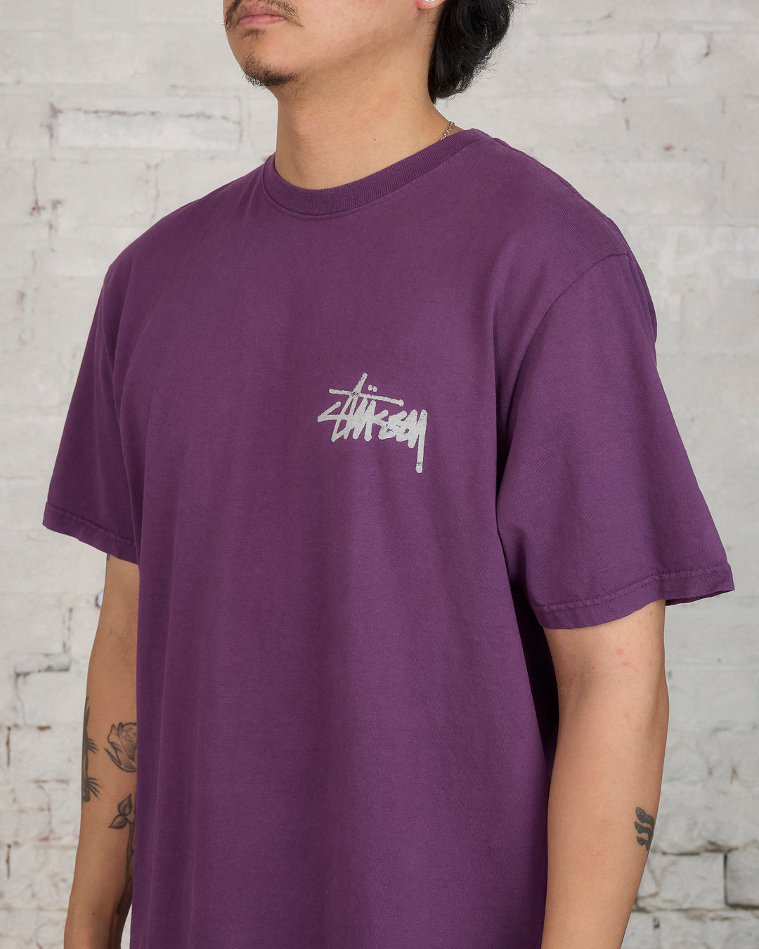 Stussy Old Phone Pigment Dyed T-Shirt Purple