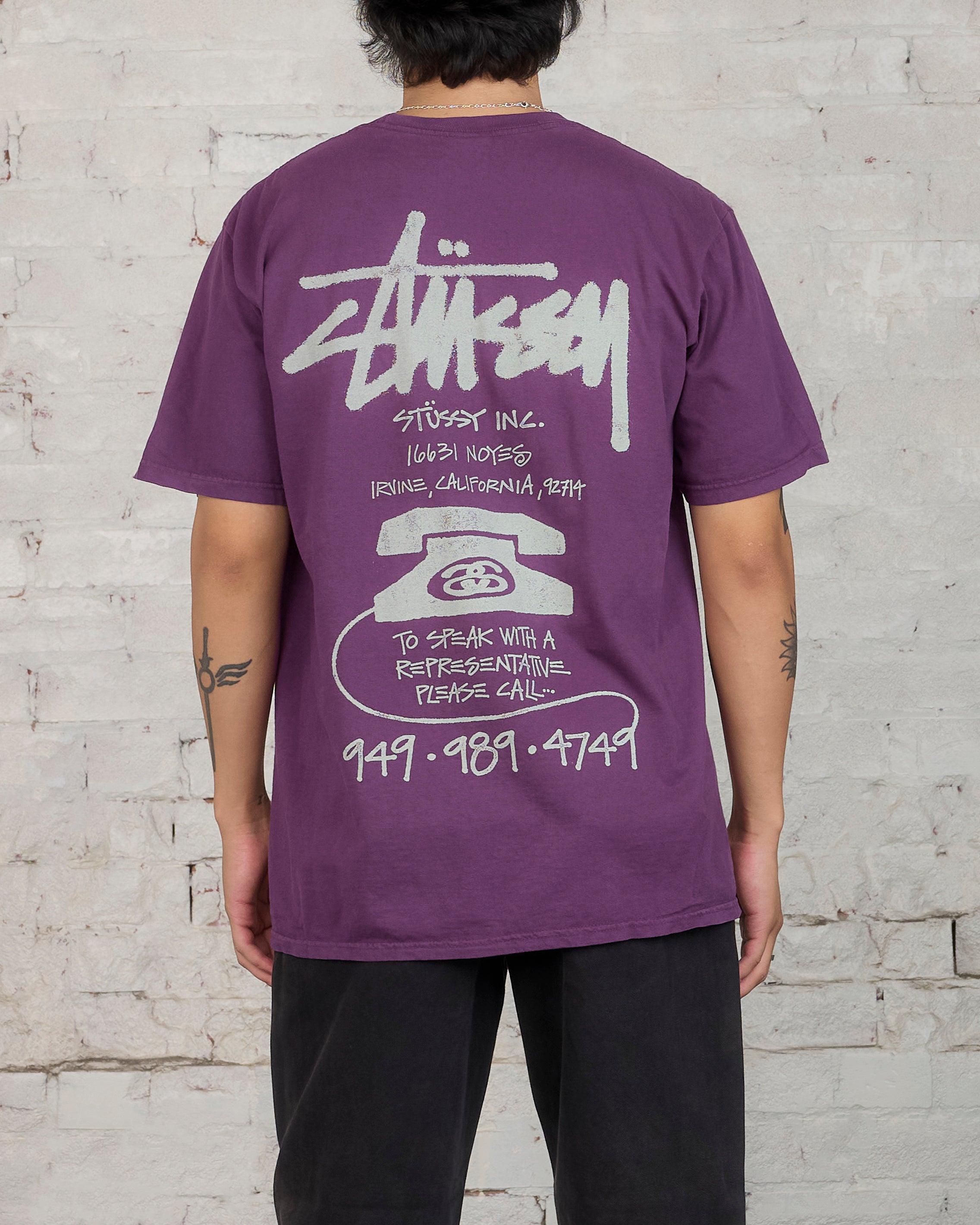 Stussy Old Phone Pigment Dyed T-Shirt Purple – LESS 17
