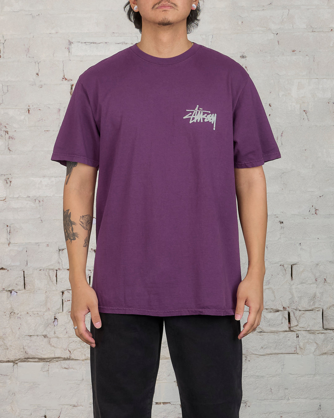 Stussy Old Phone Pigment Dyed T-Shirt Purple