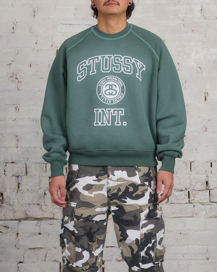 Stussy Overlock Varsity Raglan Crewneck Pine