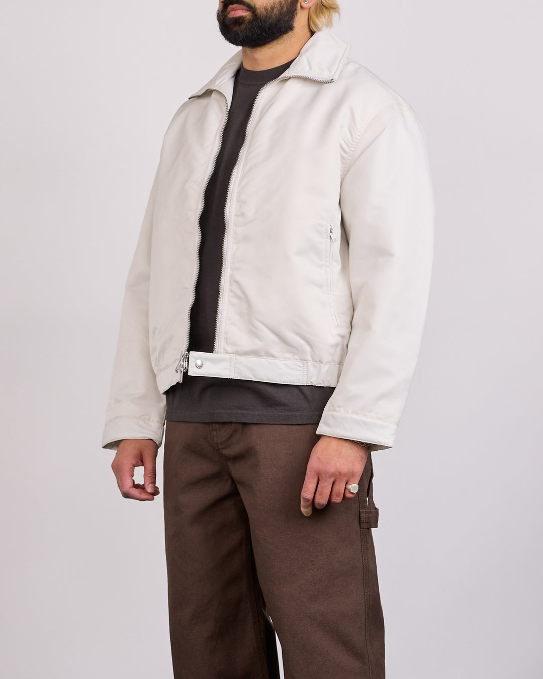 Stussy Pile Lined Zip Jacket Bone