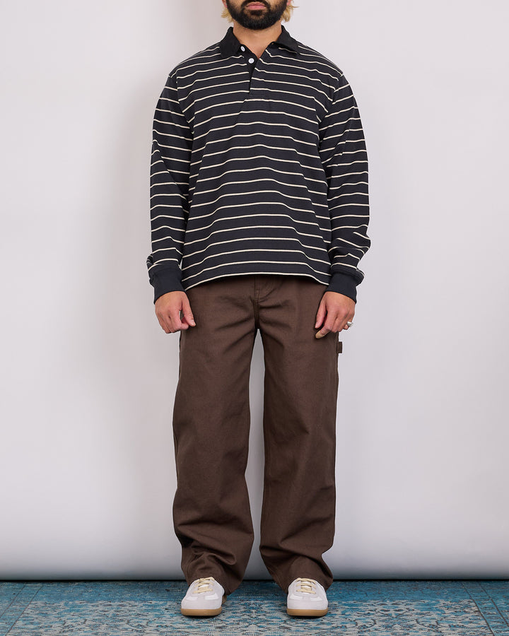 Stussy Pin Striped Rugby Shirt Black