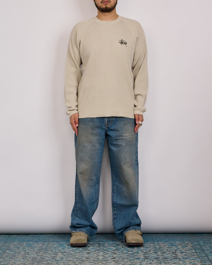 Stussy Raglan Thermal Basic Stock Bone