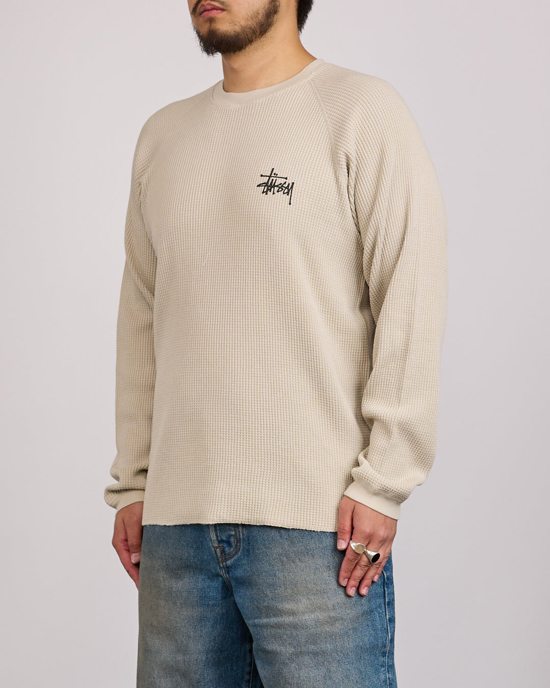 Stussy Raglan Thermal Basic Stock Bone