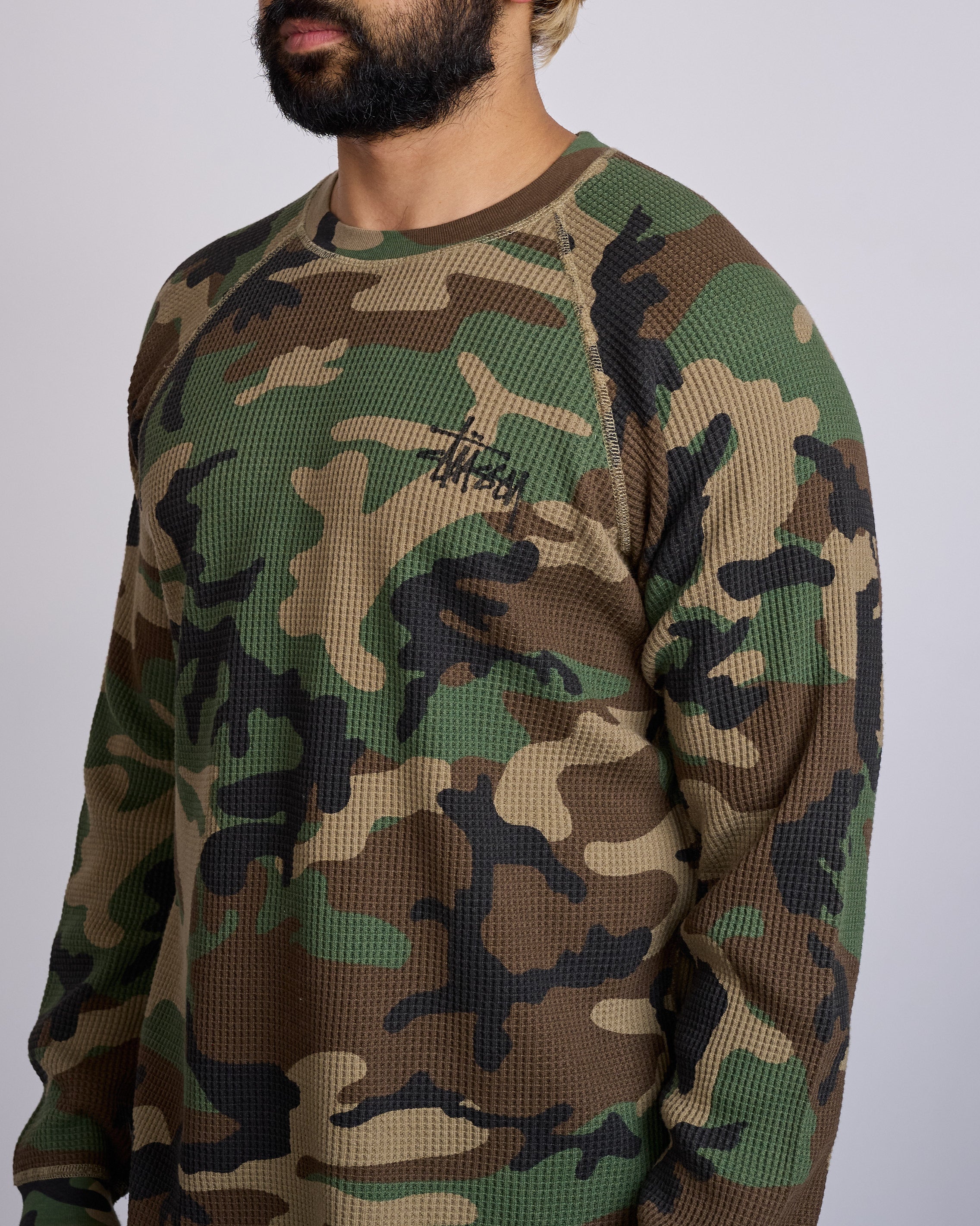 BASIC STÜSSY THERMAL WOODLAND CAMO Stüssy Basic Thermal | Rose Street Skateshop