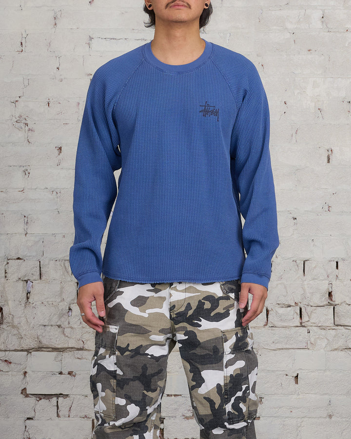 Stussy Raglan Thermal Basic Stock Crewneck Blue