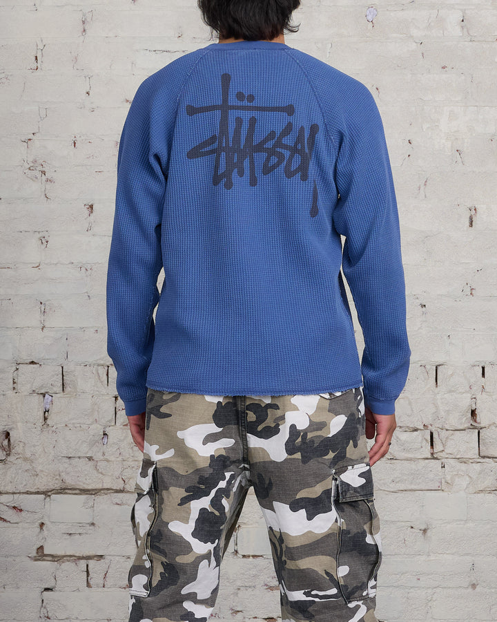 Stussy Raglan Thermal Basic Stock Crewneck Blue