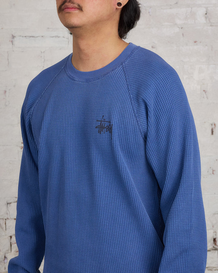 Stussy Raglan Thermal Basic Stock Crewneck Blue