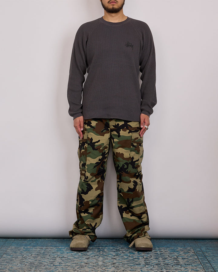Stussy Raglan Thermal Basic Stock Washed Black