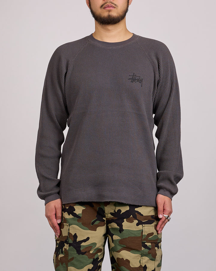 Stussy Raglan Thermal Basic Stock Washed Black