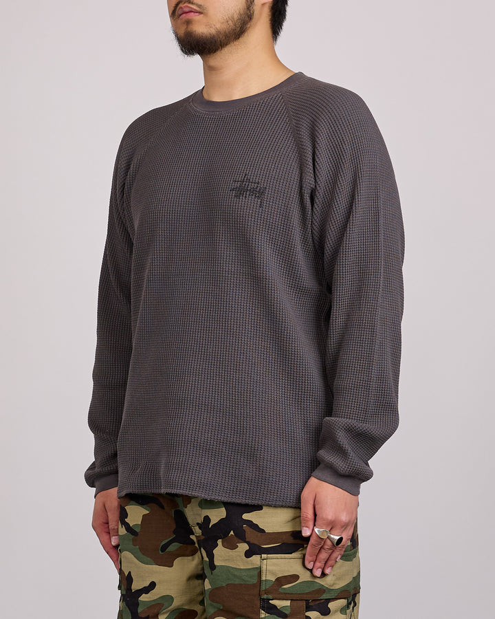 Stussy Raglan Thermal Basic Stock Washed Black