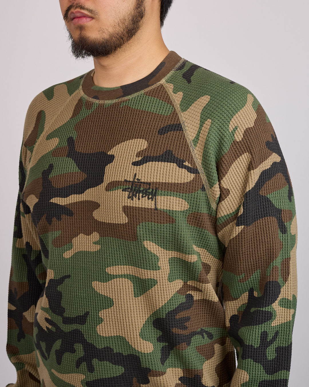 Stussy Raglan Thermal Basic Stock Woodland Camo