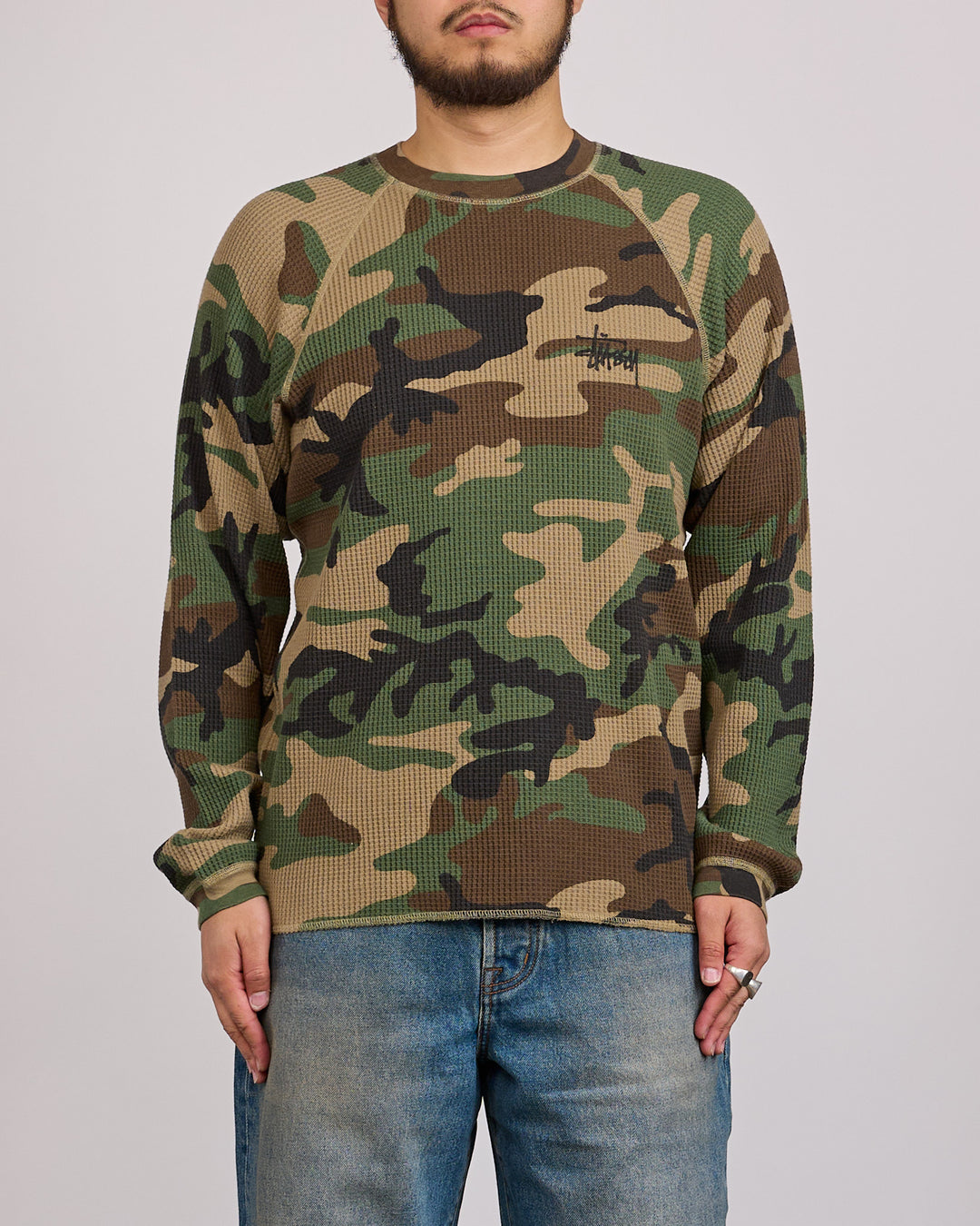 Stussy Raglan Thermal Basic Stock Woodland Camo