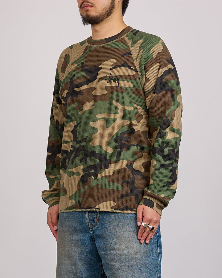Stussy Raglan Thermal Basic Stock Woodland Camo